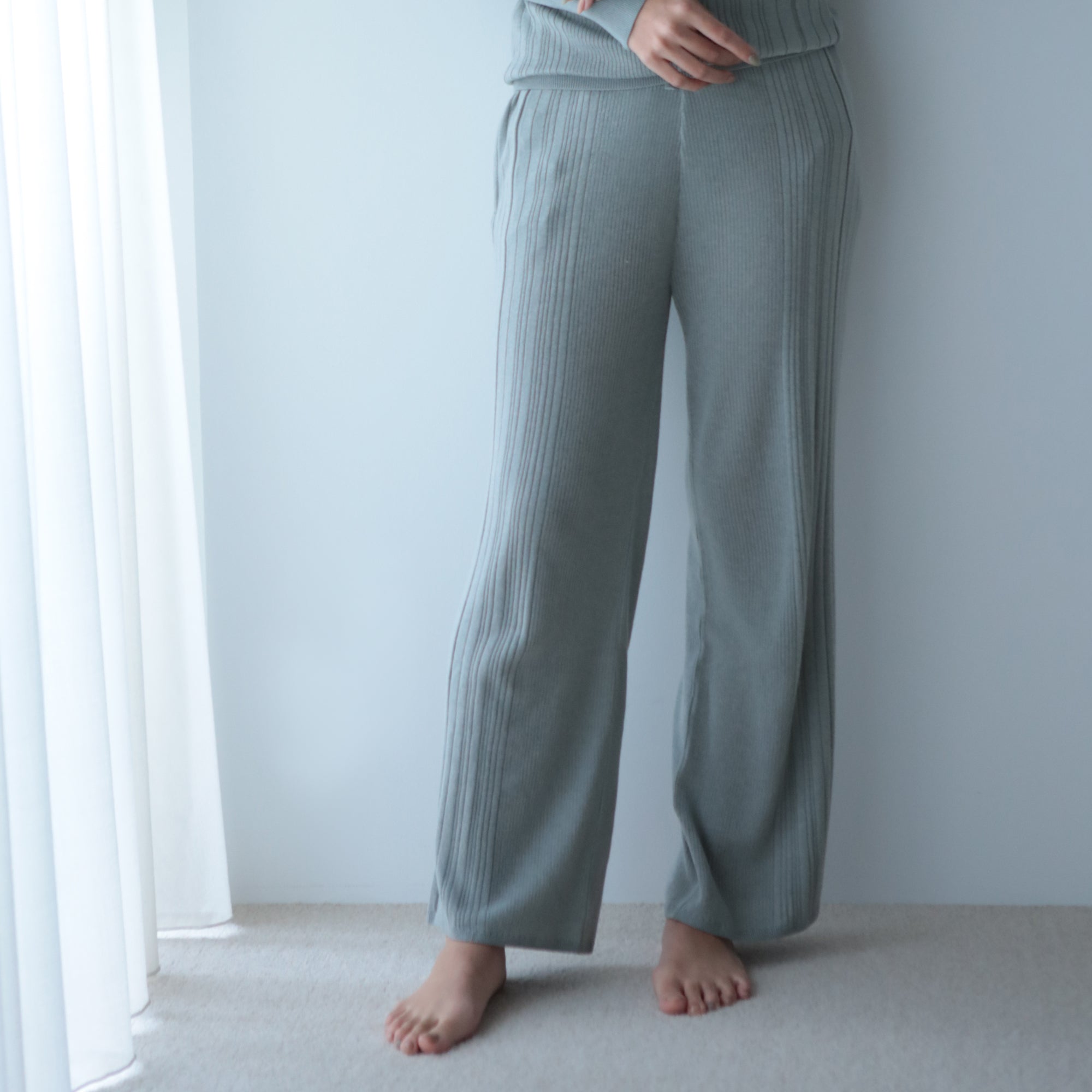 NETENE.：Fika Random Rib Knit pants フィーカ ランダムリブニットパンツ