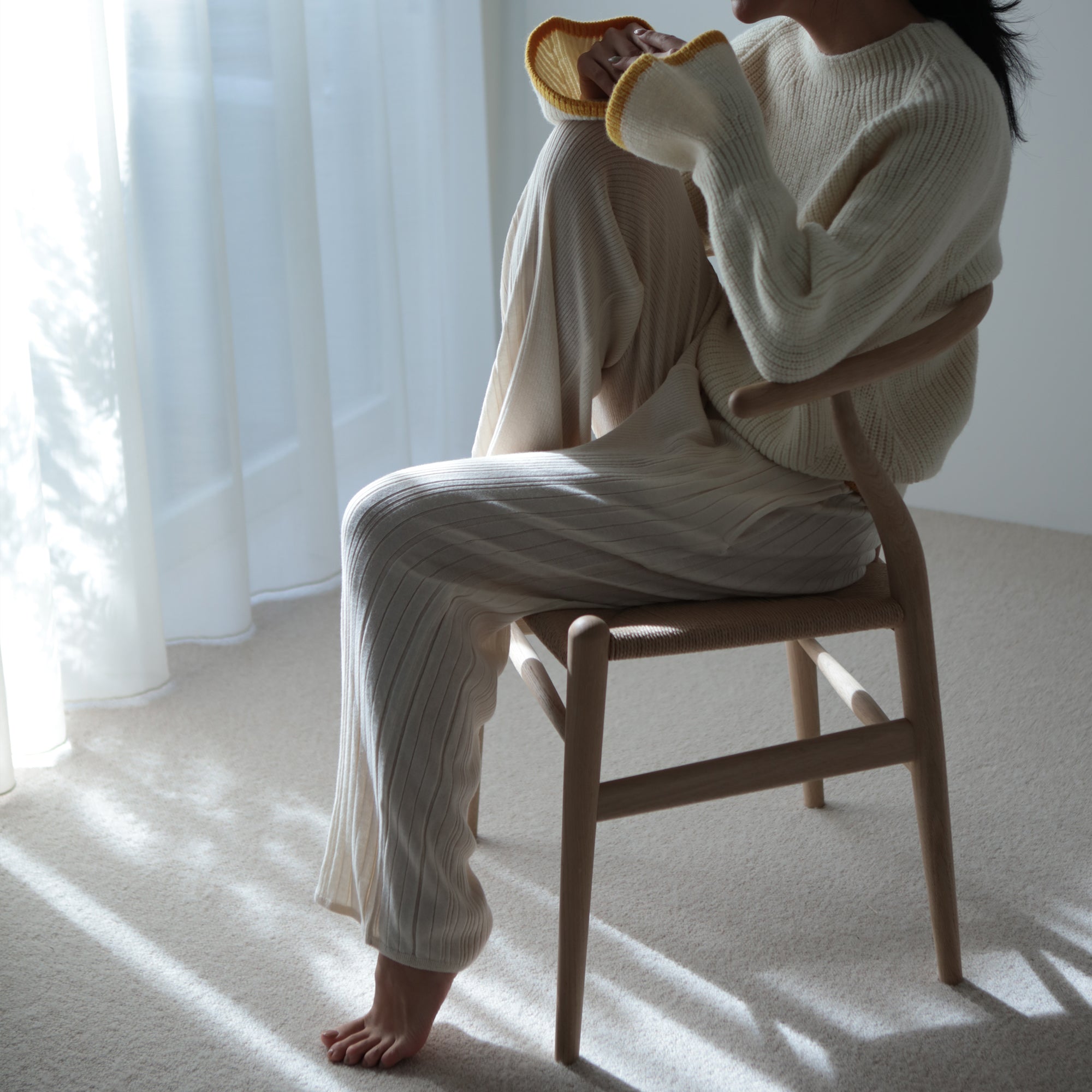 NETENE.：Fika Random Rib Knit pants フィーカ ランダムリブニットパンツ