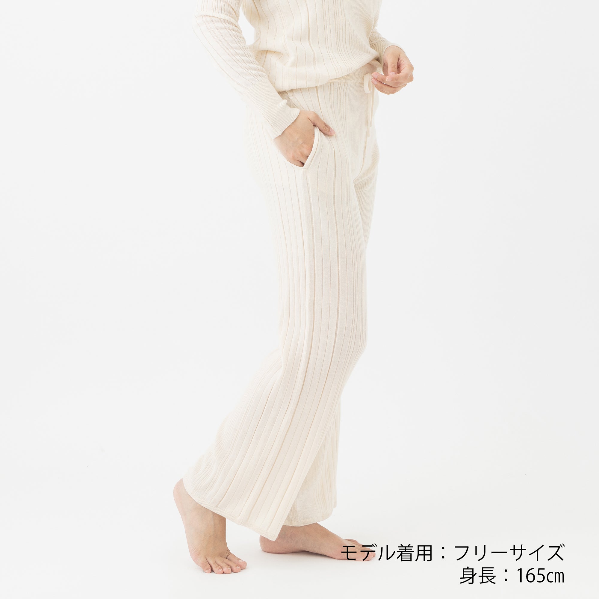 NETENE.：Fika Random Rib Knit pants フィーカ ランダムリブニットパンツ