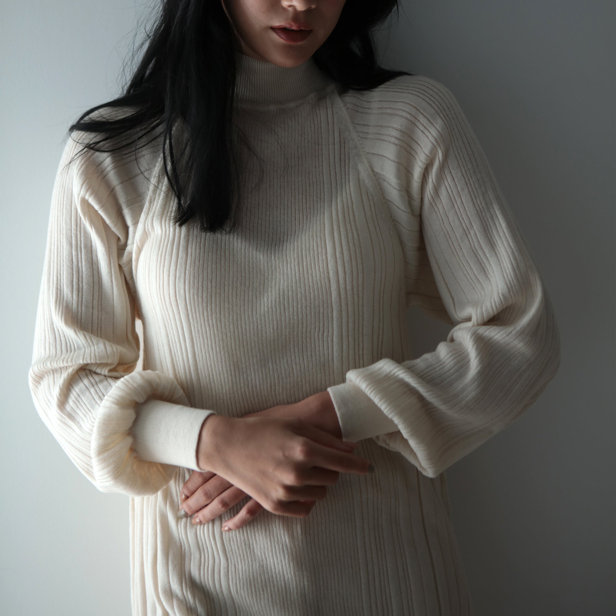 NETENE.：Fika Random Rib Knit Dress フィーカ ランダムリブニットワンピース