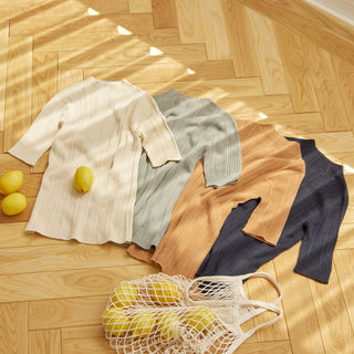 NETENE.：《SALE》Fika Random Rib Mock Neck Half Sleeve ランダムリブニット モックネックハーフスリーブ
