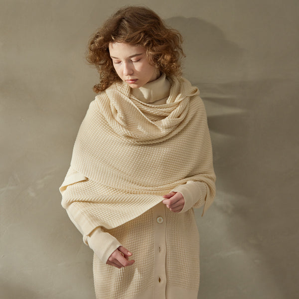 NETENE.：Puffy Knit Hoodie Stole  パフィーニットフードストール