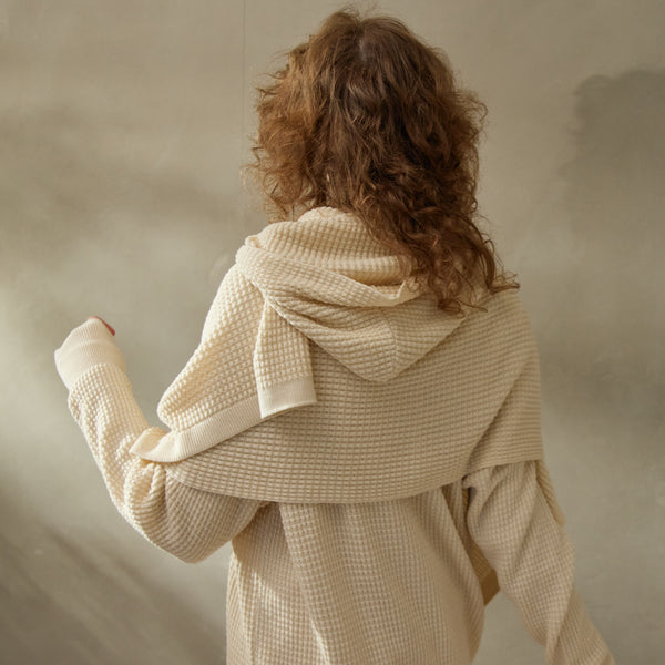 NETENE.：Puffy Knit Hoodie Stole  パフィーニットフードストール