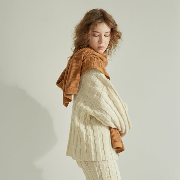 NETENE.：Puffy Knit Hoodie Stole  パフィーニットフードストール