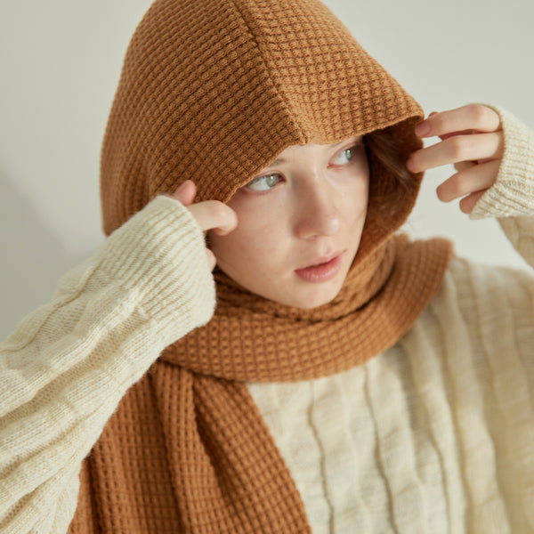 NETENE.：Puffy Knit Hoodie Stole  パフィーニットフードストール