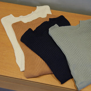 NETENE.：Comfy Knit Long Sleeve Crew Neck Pullover  コンフィニット長袖クルーネックプルオーバー