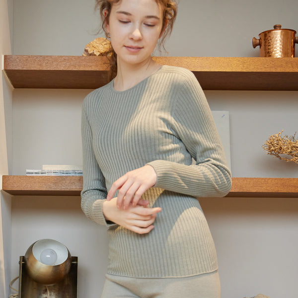 NETENE.：Comfy Knit Long Sleeve Crew Neck Pullover  コンフィニット長袖クルーネックプルオーバー