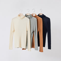 NETENE.：Comfy Knit Long Sleeve Turtleneck Pullover コンフィニット長袖タートルネックプルオーバー