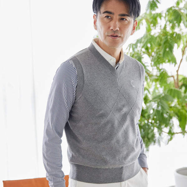 PERFECT TAN｜《SALE》コットンカシミヤアーガイルベスト〈MENS〉