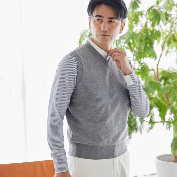 PERFECT TAN｜《SALE》コットンカシミヤアーガイルベスト〈MENS〉