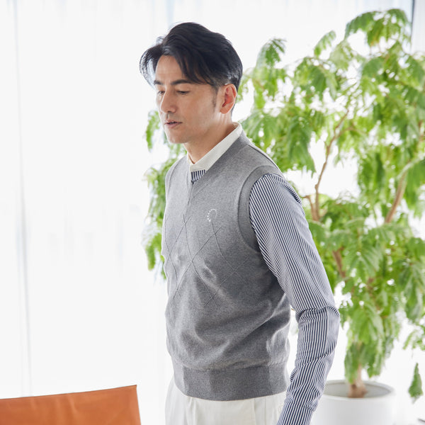 PERFECT TAN｜《SALE》コットンカシミヤアーガイルベスト〈MENS〉