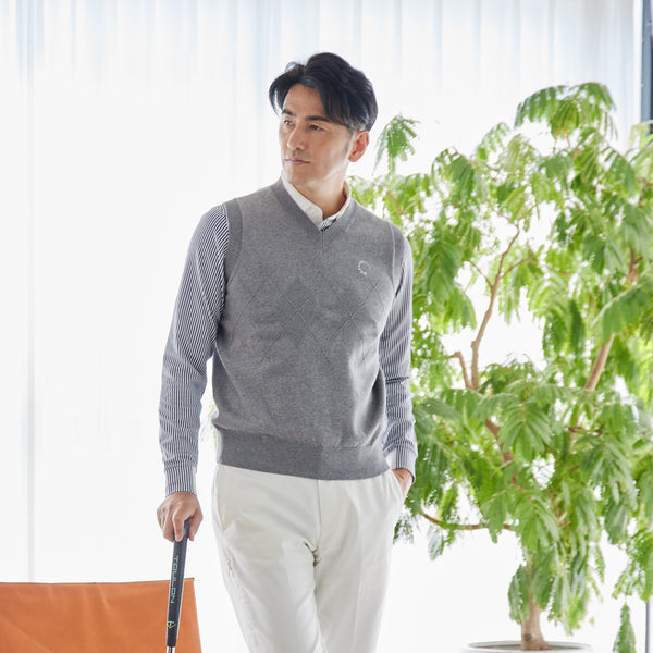 PERFECT TAN｜《SALE》コットンカシミヤアーガイルベスト〈MENS〉
