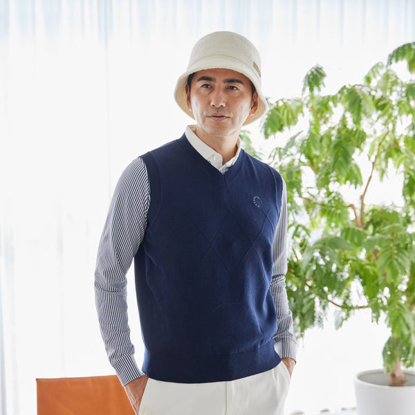 PERFECT TAN｜《SALE》コットンカシミヤアーガイルベスト〈MENS〉