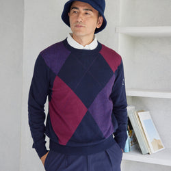 PERFECT TAN｜《SALE》アーガイルインターシャプルオーバー〈MENS〉