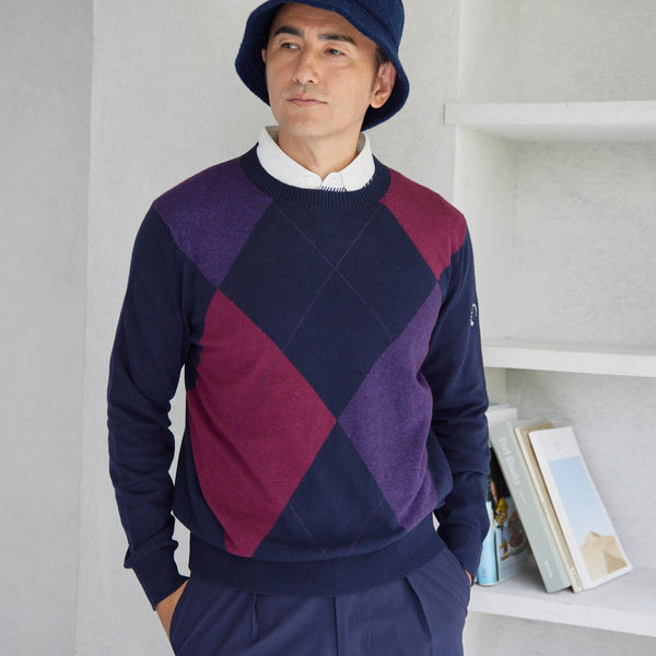 PERFECT TAN｜《SALE》アーガイルインターシャプルオーバー〈MENS〉