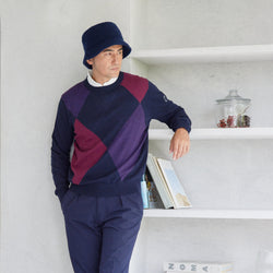 PERFECT TAN｜《SALE》アーガイルインターシャプルオーバー〈MENS〉