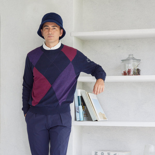 PERFECT TAN｜《SALE》アーガイルインターシャプルオーバー〈MENS〉