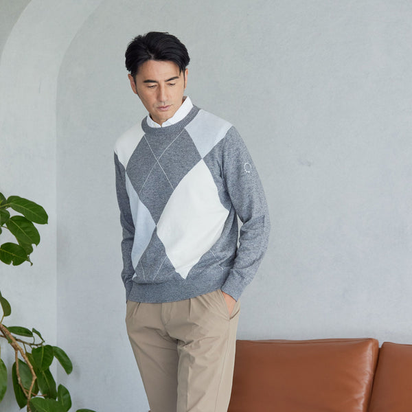 PERFECT TAN｜《SALE》アーガイルインターシャプルオーバー〈MENS〉