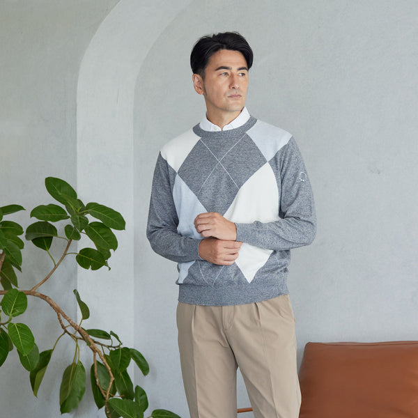 PERFECT TAN｜《SALE》アーガイルインターシャプルオーバー〈MENS〉