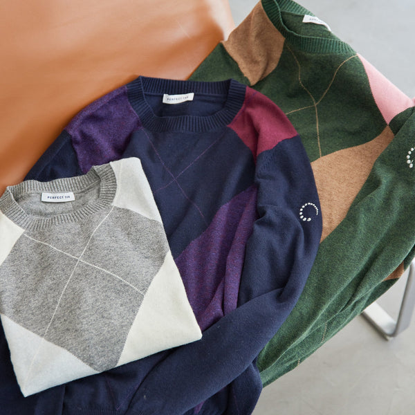 PERFECT TAN｜《SALE》アーガイルインターシャプルオーバー〈MENS〉