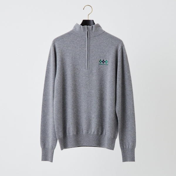 PERFECT TAN｜《SALE》カシミヤハーフジップ刺繍プルオーバー〈MENS〉