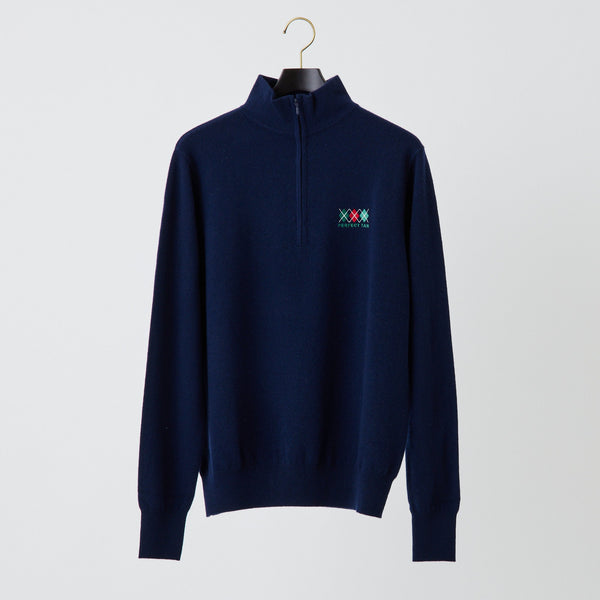 PERFECT TAN｜《SALE》カシミヤハーフジップ刺繍プルオーバー〈MENS〉