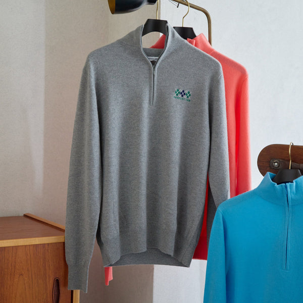 PERFECT TAN｜《SALE》カシミヤハーフジップ刺繍プルオーバー〈MENS〉