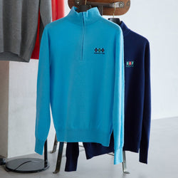 PERFECT TAN｜《SALE》カシミヤハーフジップ刺繍プルオーバー〈MENS〉