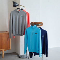 PERFECT TAN｜《SALE》カシミヤハーフジップ刺繍プルオーバー〈MENS〉