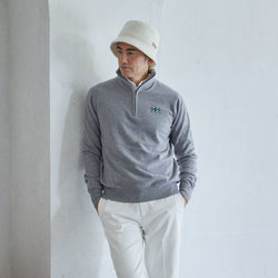PERFECT TAN｜《SALE》カシミヤハーフジップ刺繍プルオーバー〈MENS〉