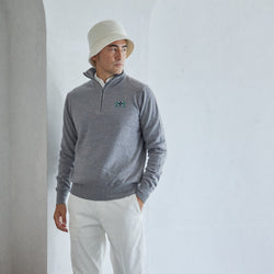 PERFECT TAN｜《SALE》カシミヤハーフジップ刺繍プルオーバー〈MENS〉