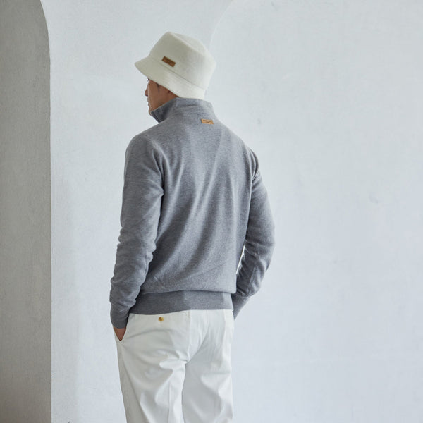 PERFECT TAN｜《SALE》カシミヤハーフジップ刺繍プルオーバー〈MENS〉
