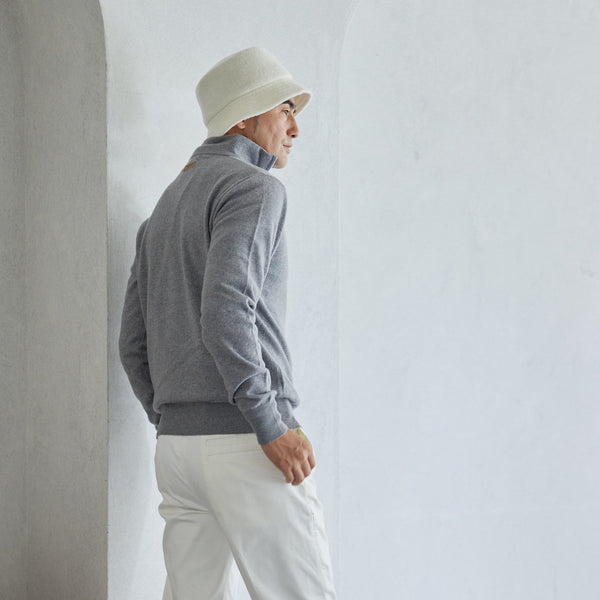 PERFECT TAN｜《SALE》カシミヤハーフジップ刺繍プルオーバー〈MENS〉