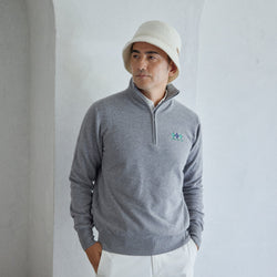 PERFECT TAN｜《SALE》カシミヤハーフジップ刺繍プルオーバー〈MENS〉