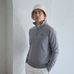 PERFECT TAN｜《SALE》カシミヤハーフジップ刺繍プルオーバー〈MENS〉