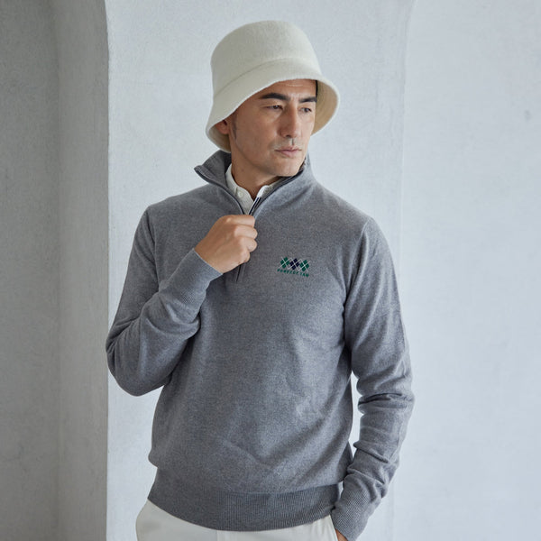 PERFECT TAN｜《SALE》カシミヤハーフジップ刺繍プルオーバー〈MENS〉