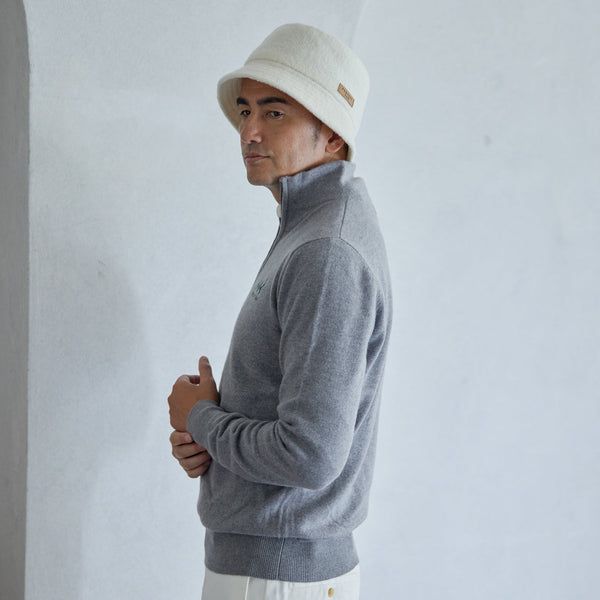 PERFECT TAN｜《SALE》カシミヤハーフジップ刺繍プルオーバー〈MENS〉