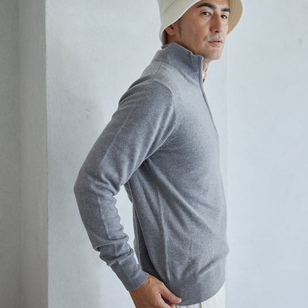 PERFECT TAN｜《SALE》カシミヤハーフジップ刺繍プルオーバー〈MENS〉