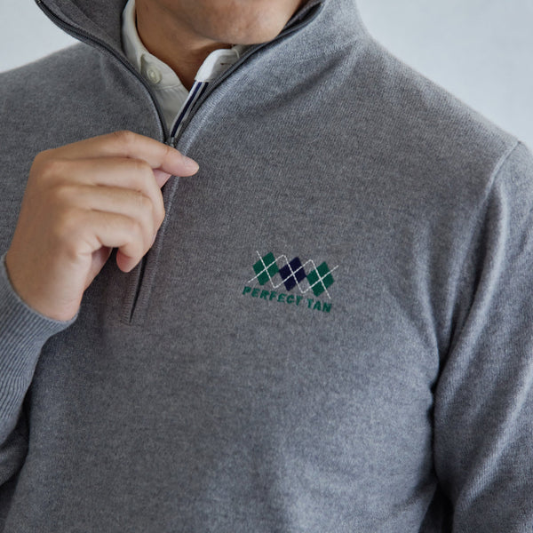 PERFECT TAN｜《SALE》カシミヤハーフジップ刺繍プルオーバー〈MENS〉