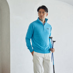 PERFECT TAN｜《SALE》カシミヤハーフジップ刺繍プルオーバー〈MENS〉