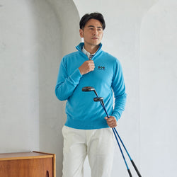 PERFECT TAN｜《SALE》カシミヤハーフジップ刺繍プルオーバー〈MENS〉