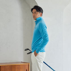 PERFECT TAN｜《SALE》カシミヤハーフジップ刺繍プルオーバー〈MENS〉