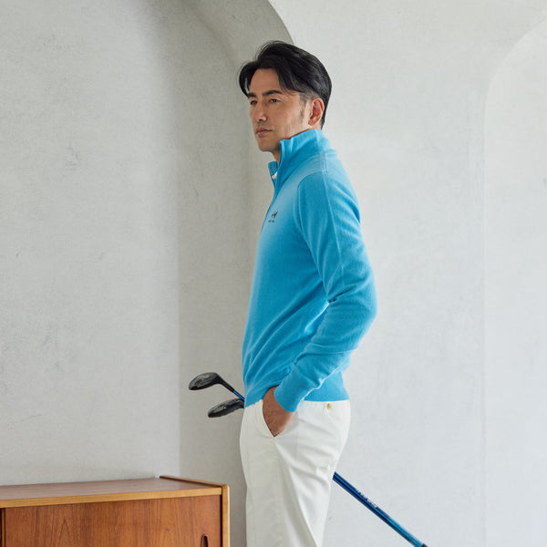 PERFECT TAN｜《SALE》カシミヤハーフジップ刺繍プルオーバー〈MENS〉