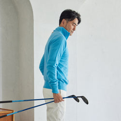 PERFECT TAN｜《SALE》カシミヤハーフジップ刺繍プルオーバー〈MENS〉