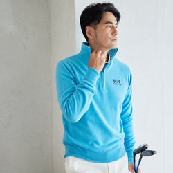 PERFECT TAN｜《SALE》カシミヤハーフジップ刺繍プルオーバー〈MENS〉