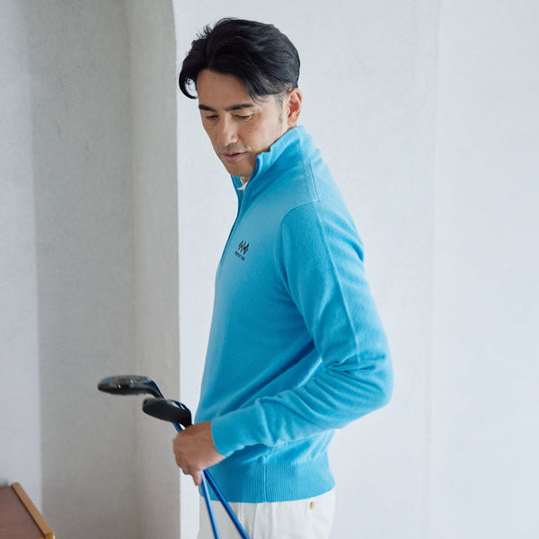 PERFECT TAN｜《SALE》カシミヤハーフジップ刺繍プルオーバー〈MENS〉