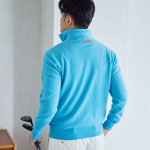 PERFECT TAN｜《SALE》カシミヤハーフジップ刺繍プルオーバー〈MENS〉
