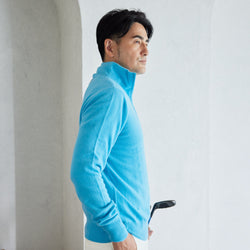 PERFECT TAN｜《SALE》カシミヤハーフジップ刺繍プルオーバー〈MENS〉