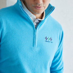 PERFECT TAN｜《SALE》カシミヤハーフジップ刺繍プルオーバー〈MENS〉