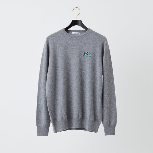 PERFECT TAN｜《SALE》カシミヤクルーネック刺繍プルオーバー〈MENS〉